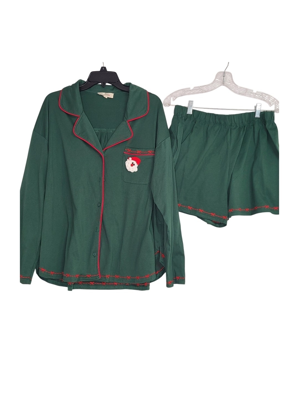 PEACH LOVE Holly JollyChristmas Pajama Set in Hunter Green Large